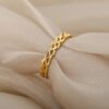 Twist Hollow Simple Rings For Women Girl Gold Color Stainless Steel Fashion Jewelry Rings 13