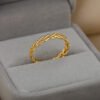 Twist Hollow Simple Rings For Women Girl Gold Color Stainless Steel Fashion Jewelry Rings 15