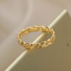 Twist Hollow Simple Rings For Women Girl Gold Color Stainless Steel Fashion Jewelry Rings 11