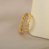 Twist Hollow Simple Rings For Women Girl Gold Color Stainless Steel Fashion Jewelry Rings 18