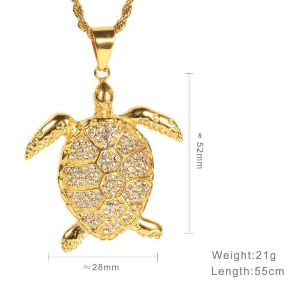 European And American Foreign Trade Gold With Diamonds Animal Turtle Pendant Necklace Male Titanium Steel Hip Hop Accessories Cross-Border E-Commerce Necklaces 7