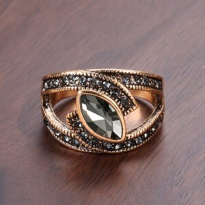 Kinel Boho Ethnic Bride Wedding Crystal Ring Antique Gold Color Big Zircon Stone Rings For Women Vintage Wedding Jewelry Rings