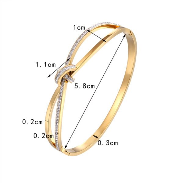 Diamond Double Ring Bracelet Titanium Steel Plated 18K Rose Gold Bow Female Bracelet BestSelling 6