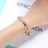 Diamond Double Ring Bracelet Titanium Steel Plated 18K Rose Gold Bow Female Bracelet BestSelling 17