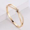 Diamond Double Ring Bracelet Titanium Steel Plated 18K Rose Gold Bow Female Bracelet BestSelling 20