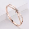 Diamond Double Ring Bracelet Titanium Steel Plated 18K Rose Gold Bow Female Bracelet BestSelling 19