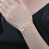 Personalized Jewelry Custom Double Name Date Infinity Bracelet Rose Gold Infinity Nameplate Bracelets Stainless Steel Hand Chain Bracelets 9