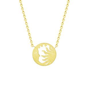 Tarot Sun Moon Pendant Necklace Female 18K Gold Electroplated Clavicle Chain Necklaces