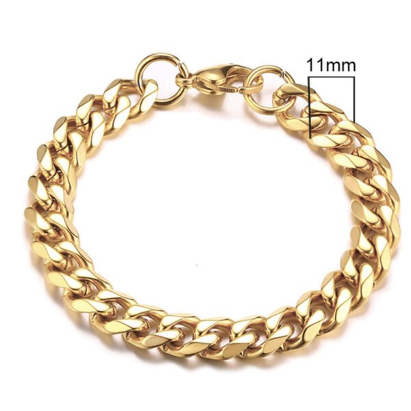 Stainless Steel Gold Plated Bracelet Men’s Gold Cuban Chain 3 5 7 9 11mm Six-sided Bracelet Bracelets 7