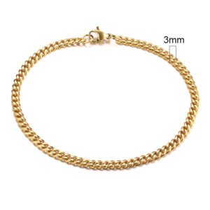 Stainless Steel Gold Plated Bracelet Men’s Gold Cuban Chain 3 5 7 9 11mm Six-sided Bracelet Bracelets