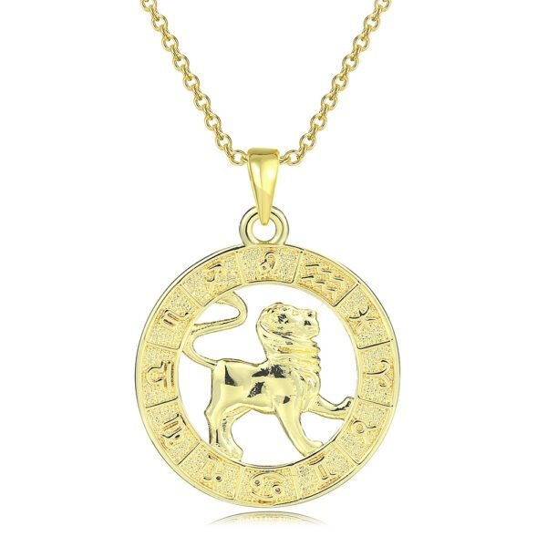 12 Constellation Gold Coin Pendant Necklace With 14K Gold Plating Necklaces 9