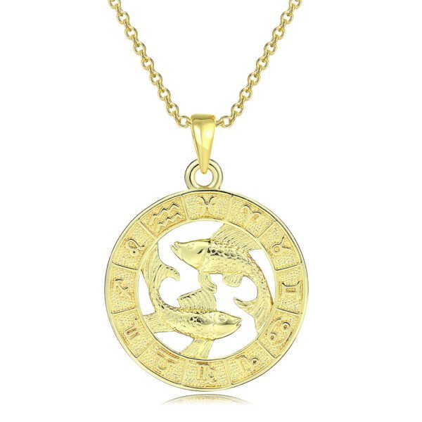 12 Constellation Gold Coin Pendant Necklace With 14K Gold Plating Necklaces 4