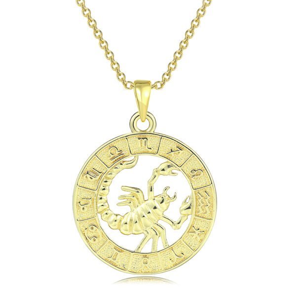 12 Constellation Gold Coin Pendant Necklace With 14K Gold Plating Necklaces 12