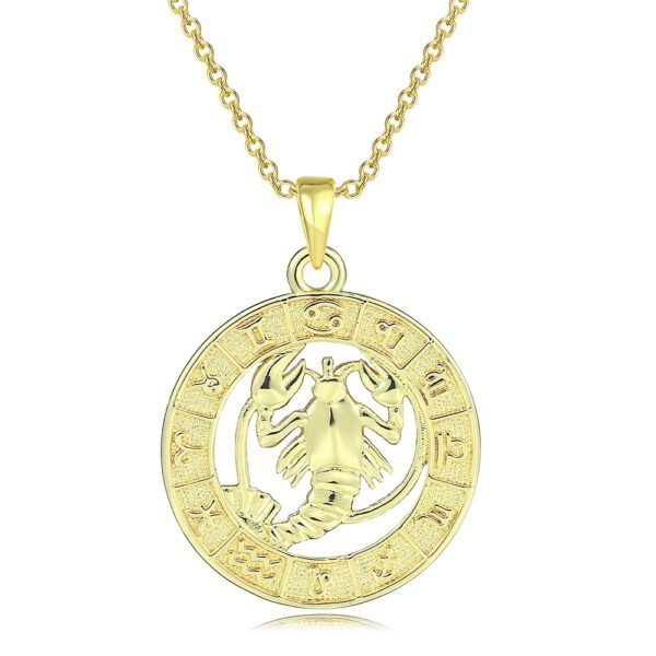 12 Constellation Gold Coin Pendant Necklace With 14K Gold Plating Necklaces 8