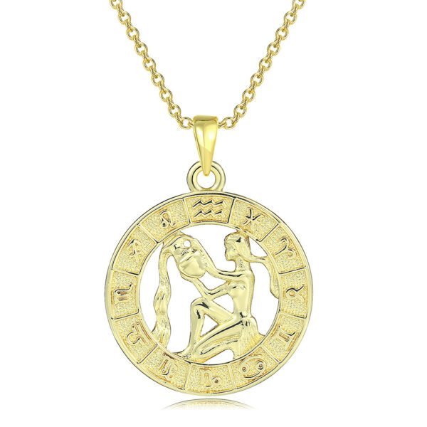 12 Constellation Gold Coin Pendant Necklace With 14K Gold Plating Necklaces 3