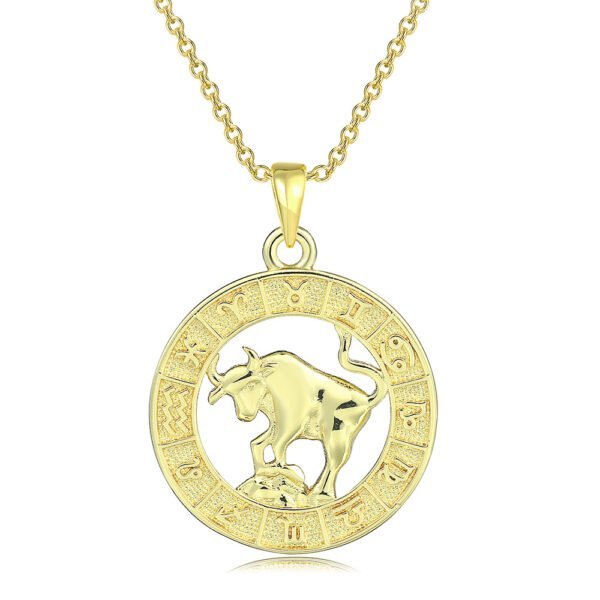 12 Constellation Gold Coin Pendant Necklace With 14K Gold Plating Necklaces 6