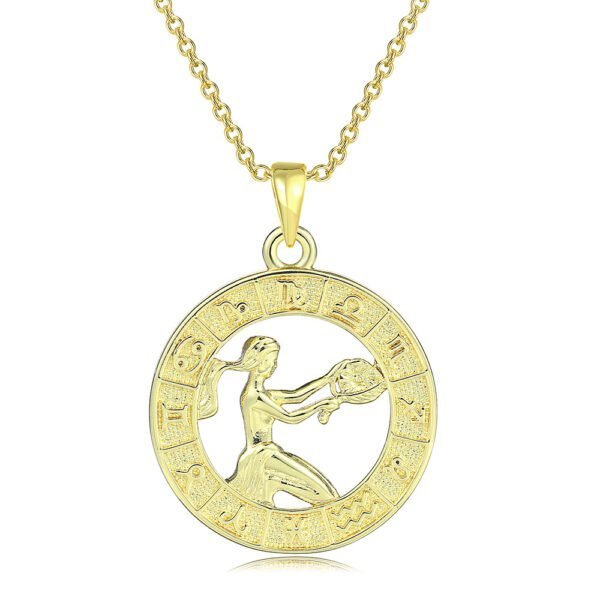 12 Constellation Gold Coin Pendant Necklace With 14K Gold Plating Necklaces 10