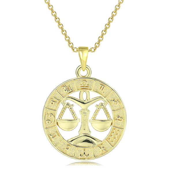 12 Constellation Gold Coin Pendant Necklace With 14K Gold Plating Necklaces 11