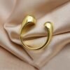 Gold Metal Brass Plated Balls Geometric Square Adjustable Opening Rings for Women Rings 10