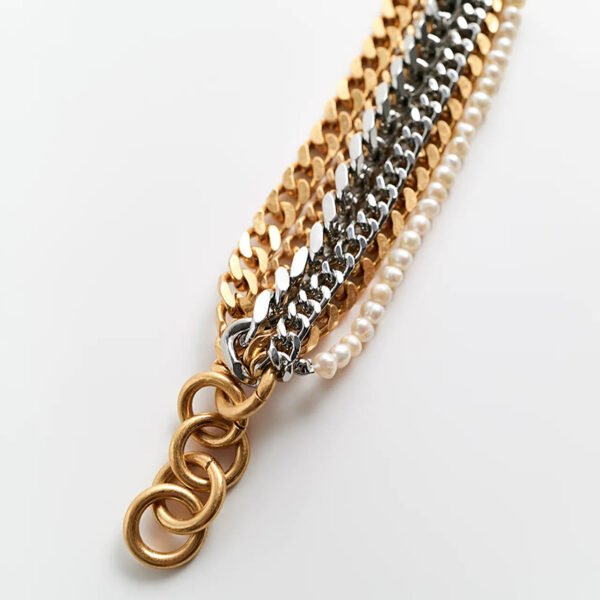 Women’s Palace Pearl Bracelet Gold and Silver Mixed Color Multilayer Bracelet Bracelets 4