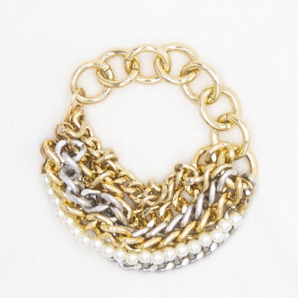 Women’s Palace Pearl Bracelet Gold and Silver Mixed Color Multilayer Bracelet Bracelets 9