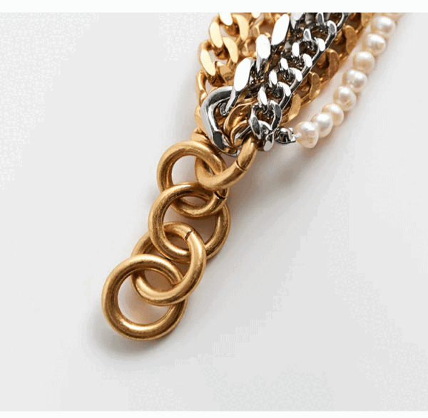 Women’s Palace Pearl Bracelet Gold and Silver Mixed Color Multilayer Bracelet Bracelets 10