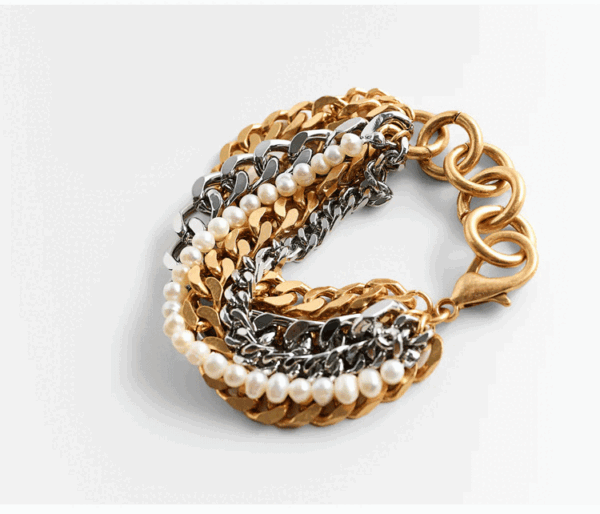 Women’s Palace Pearl Bracelet Gold and Silver Mixed Color Multilayer Bracelet Bracelets 8