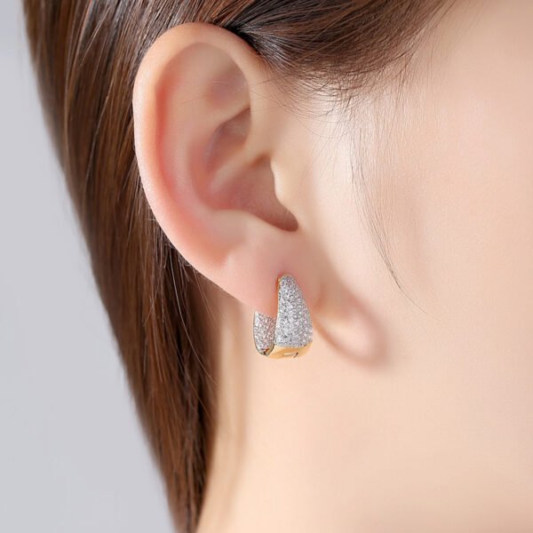Qiuling Earrings Are Plated With 18K Genuine Gold, Simple European And American Women’S Zircon Earrings, A Hair Substitute Earring Earrings 4
