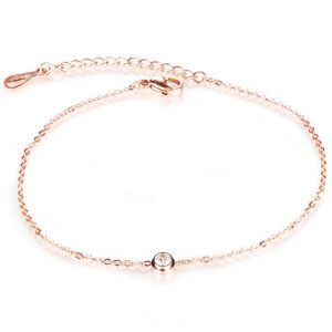 JeeMango Cubic Zirconia Anklet Foot Jewelry Rose Gold Anklet Bracelet Leg Chain Stainless Steel Anklets Women Jewelry JA19034 Bracelets
