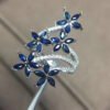 Sapphire 925 Silver 18K White Gold Plated Ladies Ring Rings 10