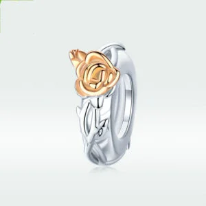 Silver Charm Original Rose S925 Silver Beads Valentine’S Day Lovers’ Gold Plated Rose Bracelet Beads Bsc146 Bracelets
