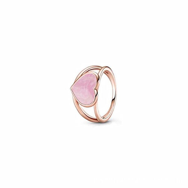 Sterling Silver Ring Rose Gold Solitaire Ring Epoxy Love Heart Ring Rings 7
