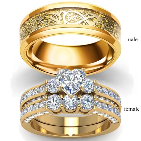 Zircon Gold Dragon Ring Ring For Couples Rings 3