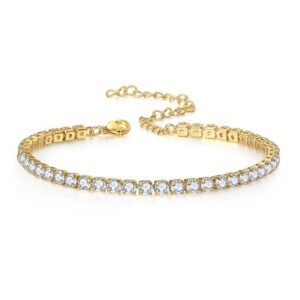 Anklet 4mm Single Row Diamond Plated Real Gold Tennis Chain Anklets