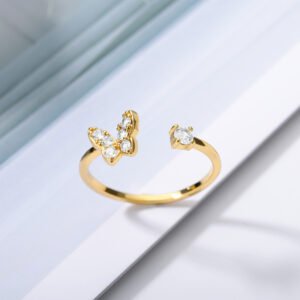 Charm Butterfly Ring For Women Crystal Zircon Rings Gold Silver Promos20