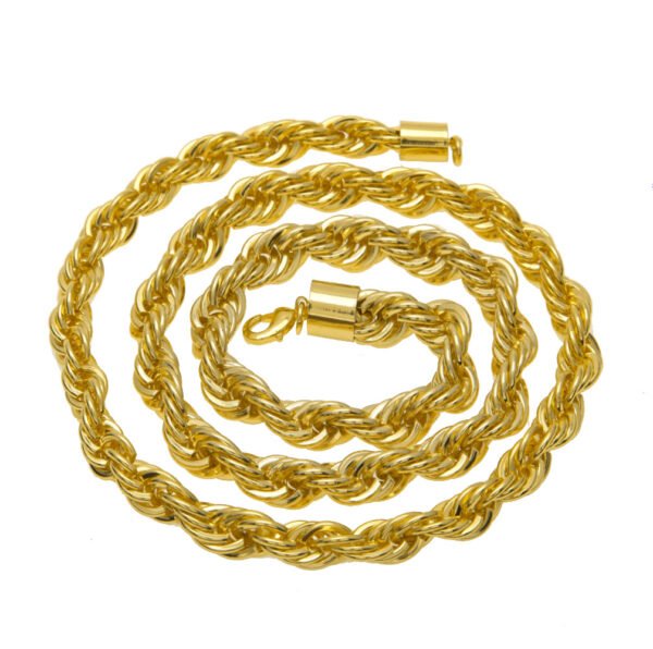Hot Sale Men’s Hip Hop Gold-plated Necklace 1cm Coarse Twist Necklace Gold-plated Twisted Rope Chain Necklaces 6