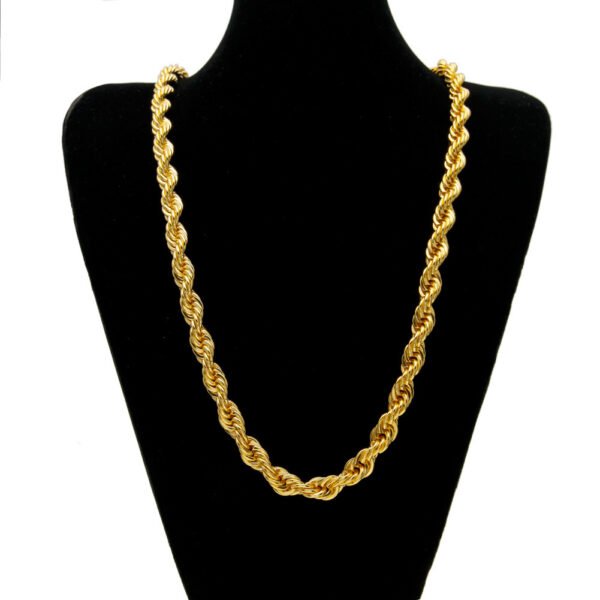 Hot Sale Men’s Hip Hop Gold-plated Necklace 1cm Coarse Twist Necklace Gold-plated Twisted Rope Chain Necklaces 3