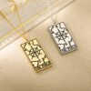 Square Tarot Cards Necklace For Women Gold Stainless Steel Moon Sun Couple Pendant Neck Chain Necklace Vintage Cute Jewelry Gift Necklaces 17