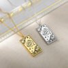 Square Tarot Cards Necklace For Women Gold Stainless Steel Moon Sun Couple Pendant Neck Chain Necklace Vintage Cute Jewelry Gift Necklaces 18