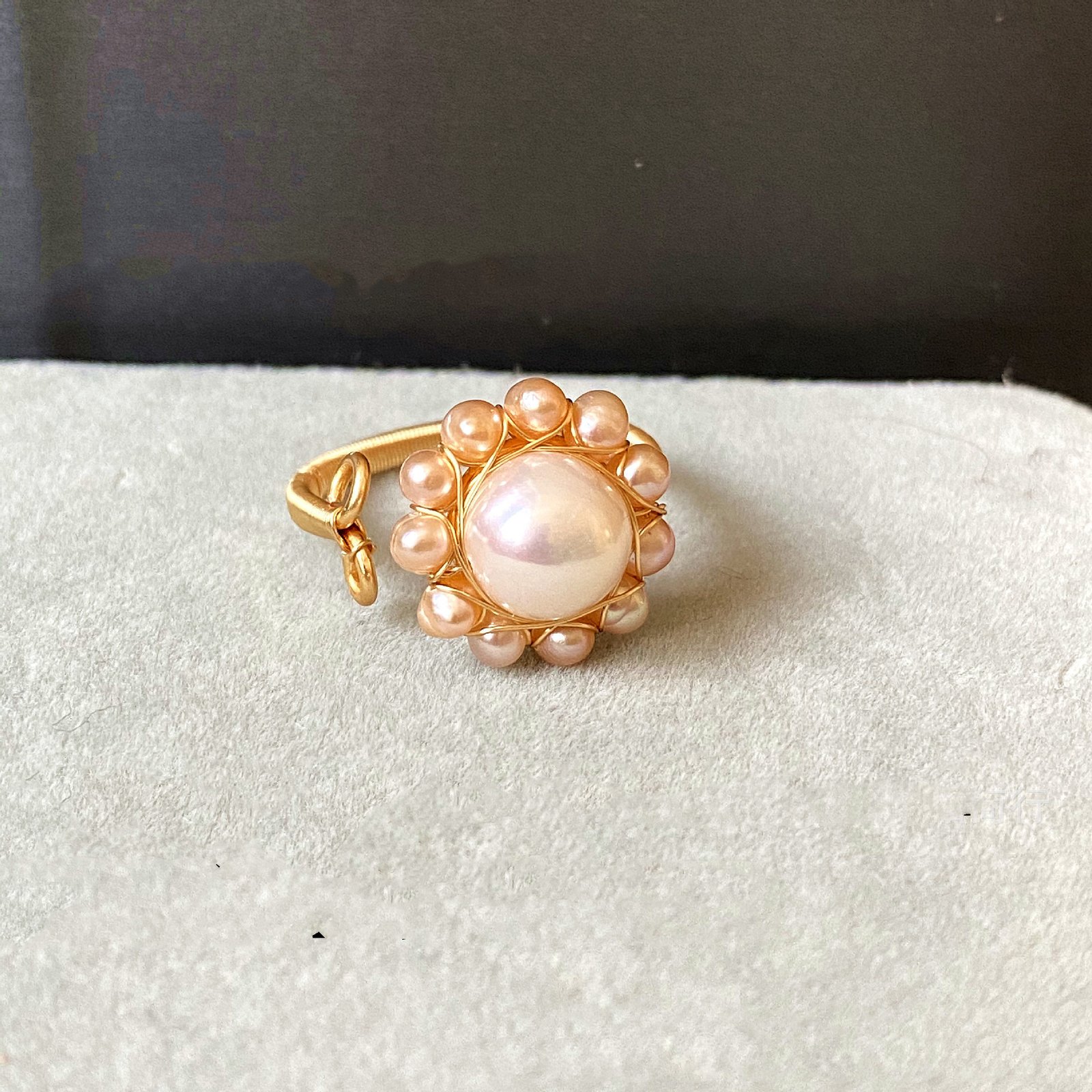 14k Gold Winding Handmade Ring Kitten Cute Natural Aquamarine Pearl Strawberry Crystal Ring Ring Rings 6 14k Gold Winding Handmade Ring Kitten Cute Natural Aquamarine Pearl Strawberry Crystal Ring Ring Rings 6