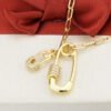 18K Genuine Gold-plated Zircon Large Small Double Pin Turnbuckle Necklace Necklaces 11