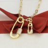 18K Genuine Gold-plated Zircon Large Small Double Pin Turnbuckle Necklace Necklaces 9