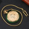 Vintage Gold Inlaid Green Jade Circle Digital Automatic Mechanical Pocket Watch watches 8