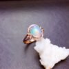 S925 Silver Plated 18k Gold Opal Ring Fire Color Rings 8