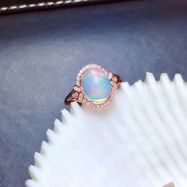 S925 Silver Plated 18k Gold Opal Ring Fire Color Rings 7