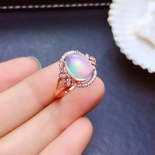 S925 Silver Plated 18k Gold Opal Ring Fire Color Rings 4