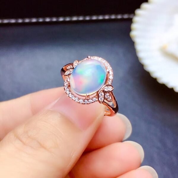 S925 Silver Plated 18k Gold Opal Ring Fire Color Rings 5