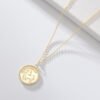 S925 Sterling Silver Gold-plated Round Medal Twelve Constellation Necklace Necklaces 13