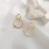 New 925 Sterling Silver Double Circle Pearl Drop Earrings For Women Fashion Elegant Gold Mosaic Zircon Earing Fashion Jewelry Earrings 12