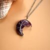 Moon Natural Stone Amethyst Tree Of Life Necklace Handmade Fortune Tree Necklaces 14